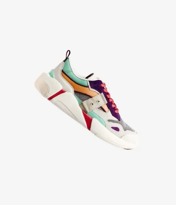 a colorful shoe with a white background