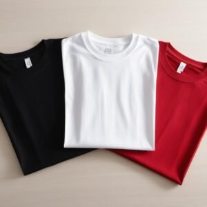 trois t-shirt simple (noir , blanc et rouge)