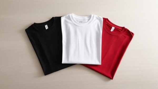 trois t-shirt simple (noir , blanc et rouge)